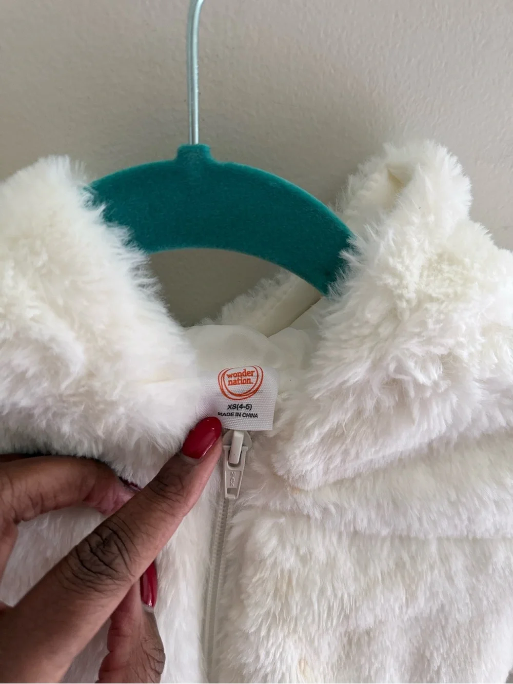 wonder nation White Faux Fur Hooded Puffer Jacket